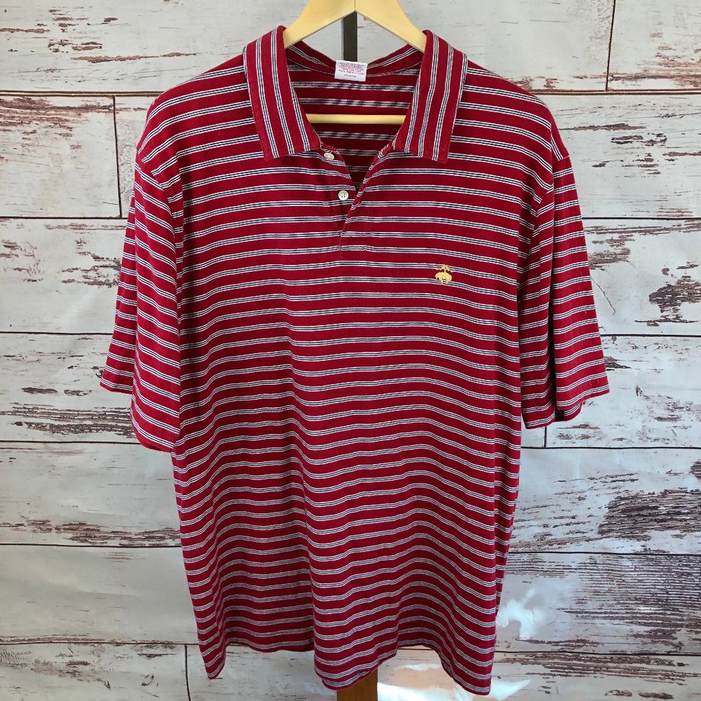 Brooks Brothers 346 Striped Polo Size Large - FLAW
